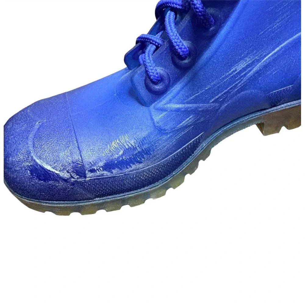 Ziv-Arit Rain Boots Mens 8 Blue Good‎ Vintage Lace Up Waterproof Jelly Lug Sole